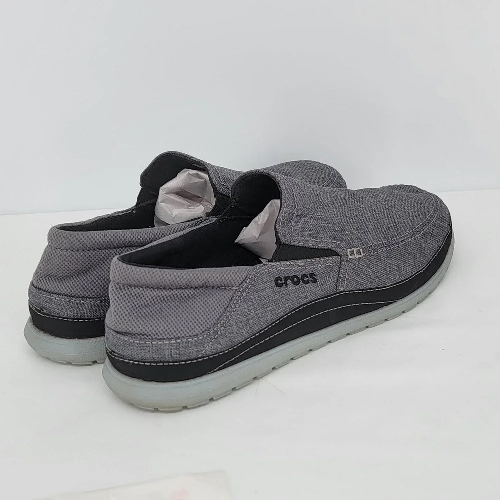 Crocs Santa Cruz 2 Luxe Mens Charcoal Gray Canvas Slip On Loafers Size M13